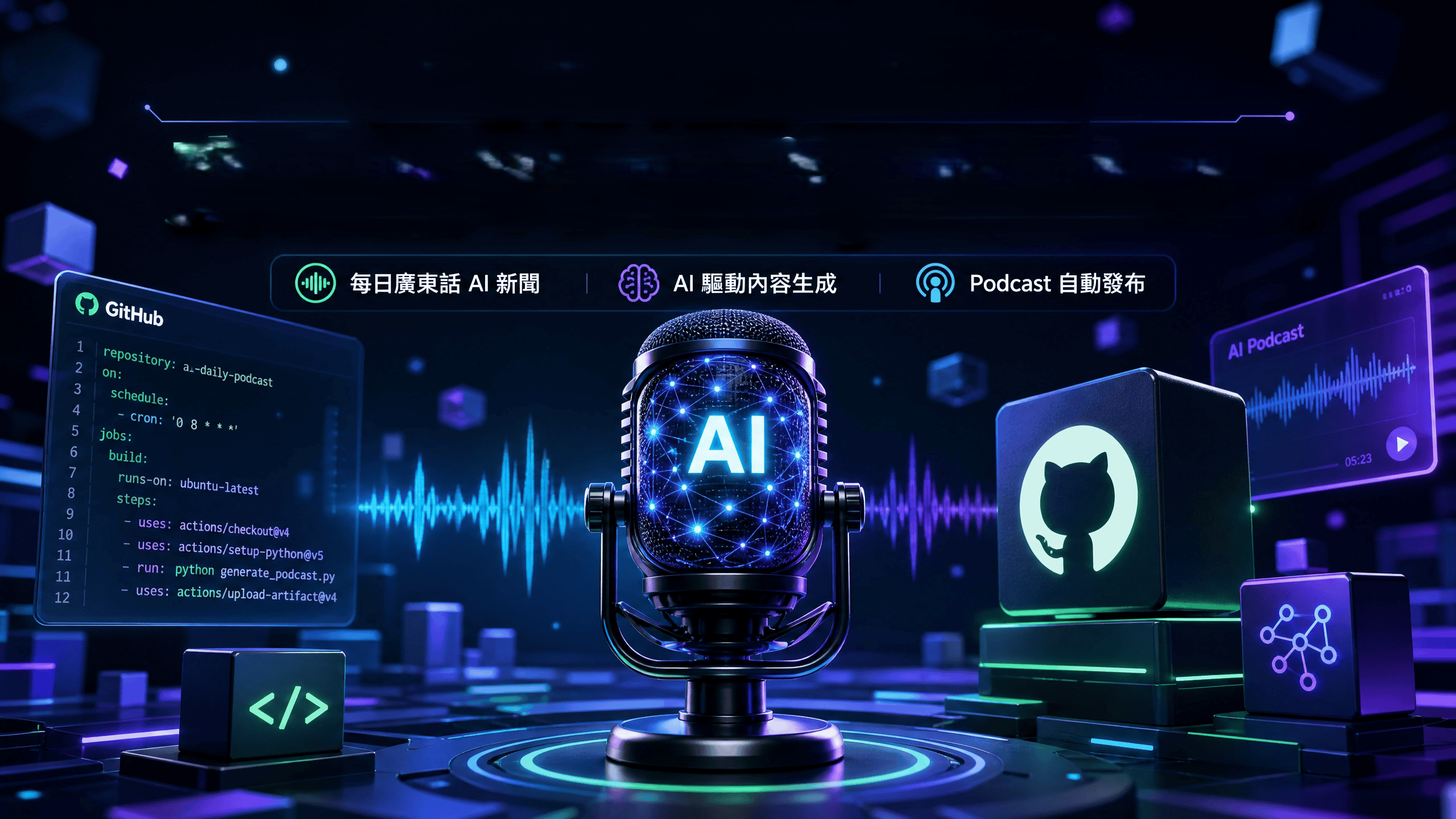 廣東話 AI Daily Podcast GitHub 自動化工作流